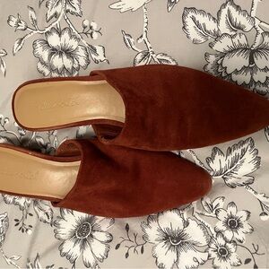 Rust colored suede mules